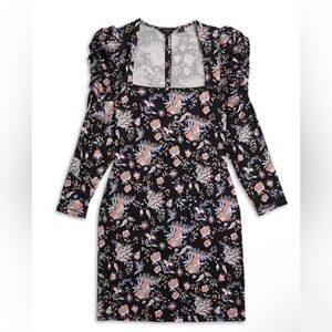 Ted Baker Dracena Square Neck Black Floral Printed Mini Dress- Size 2 (US 6)